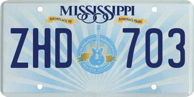 MS license plate ZHD703