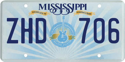 MS license plate ZHD706