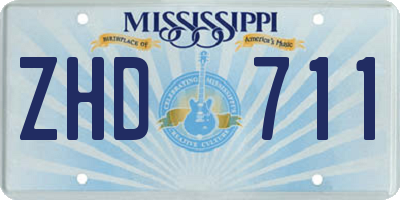MS license plate ZHD711