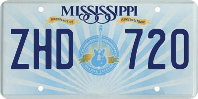 MS license plate ZHD720