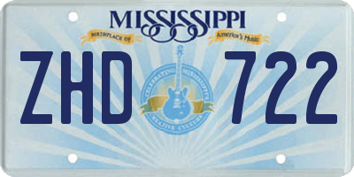 MS license plate ZHD722