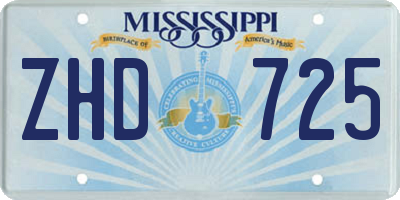 MS license plate ZHD725