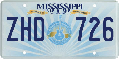 MS license plate ZHD726