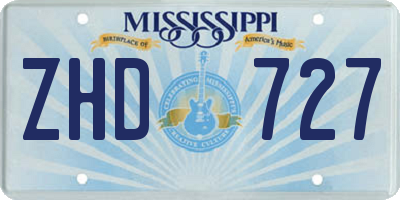 MS license plate ZHD727