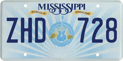 MS license plate ZHD728
