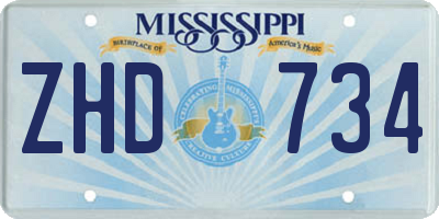 MS license plate ZHD734