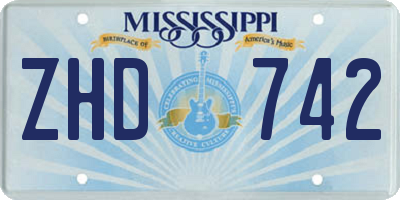 MS license plate ZHD742