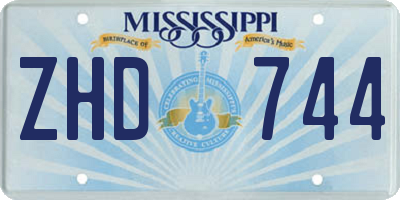 MS license plate ZHD744