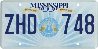 MS license plate ZHD748