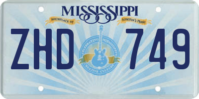 MS license plate ZHD749