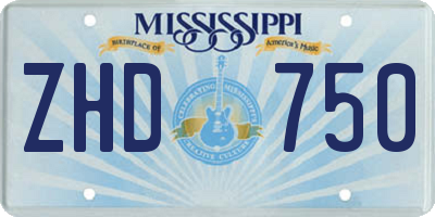 MS license plate ZHD750