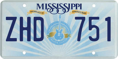 MS license plate ZHD751