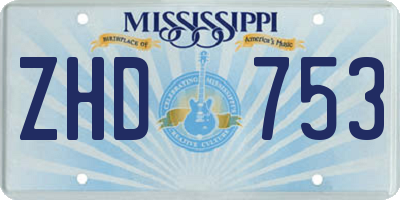 MS license plate ZHD753