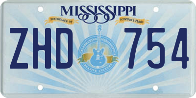 MS license plate ZHD754