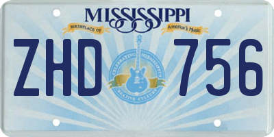 MS license plate ZHD756