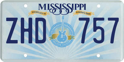 MS license plate ZHD757