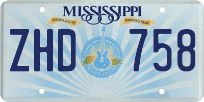 MS license plate ZHD758