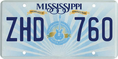 MS license plate ZHD760