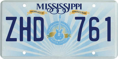 MS license plate ZHD761