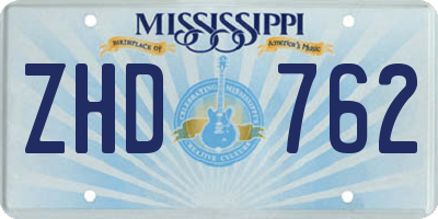 MS license plate ZHD762