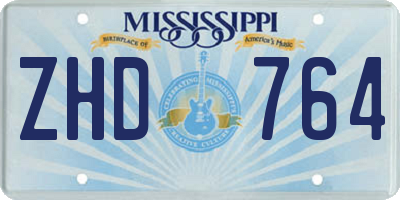 MS license plate ZHD764