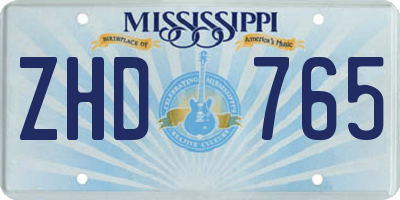 MS license plate ZHD765