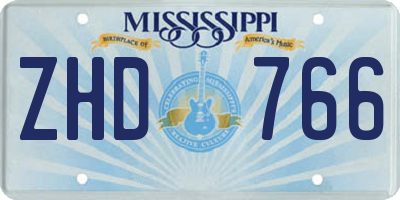 MS license plate ZHD766