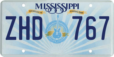 MS license plate ZHD767