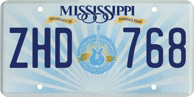 MS license plate ZHD768