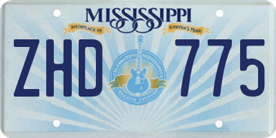 MS license plate ZHD775