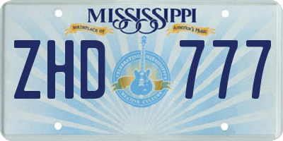 MS license plate ZHD777