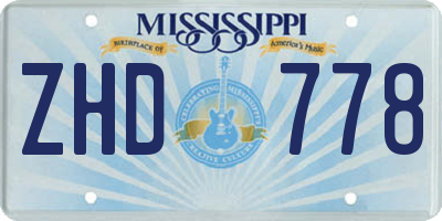 MS license plate ZHD778