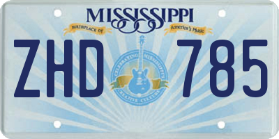MS license plate ZHD785