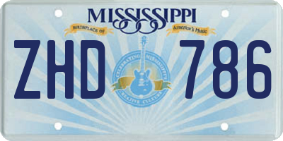 MS license plate ZHD786