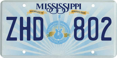 MS license plate ZHD802