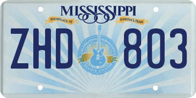 MS license plate ZHD803