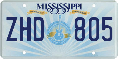 MS license plate ZHD805
