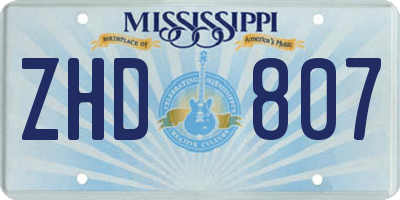 MS license plate ZHD807
