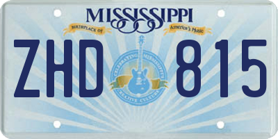MS license plate ZHD815