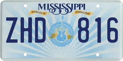 MS license plate ZHD816
