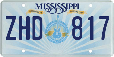 MS license plate ZHD817