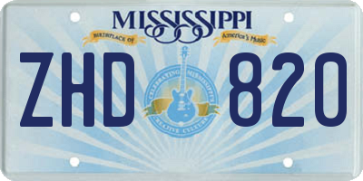 MS license plate ZHD820
