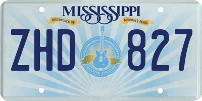 MS license plate ZHD827