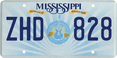 MS license plate ZHD828