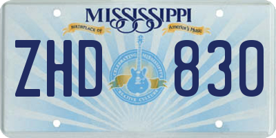 MS license plate ZHD830