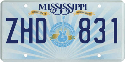 MS license plate ZHD831
