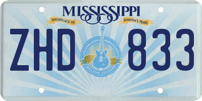 MS license plate ZHD833