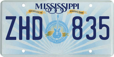 MS license plate ZHD835