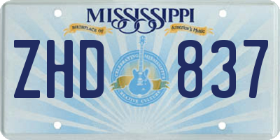 MS license plate ZHD837
