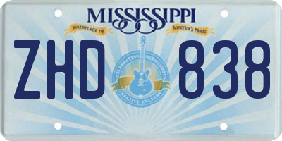MS license plate ZHD838